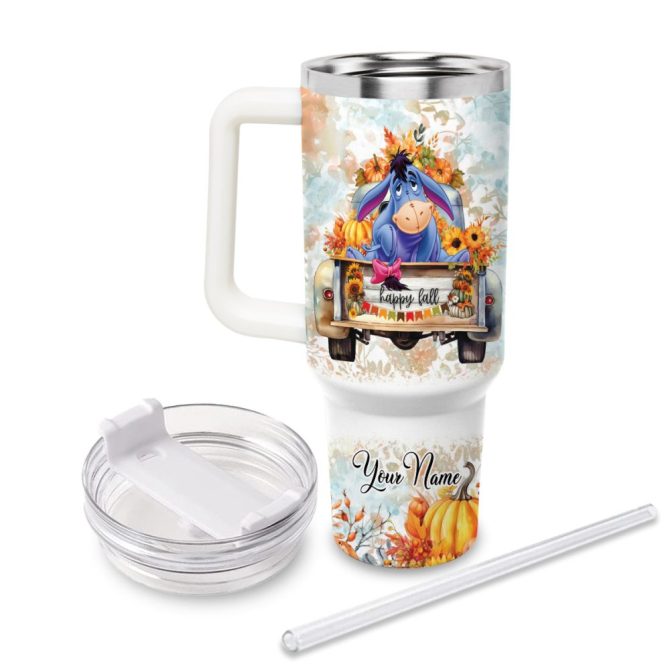 Eeyore Winnie The Pooh Cartoon Custom Stanley Quencher 40Oz Stainless Steel Tumbler With Handle - Image 2