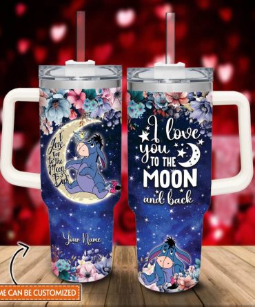 Eeyore Winnie The Pooh Cartoon Custom Stanley Quencher 40Oz Stainless Steel Tumbler With Handle