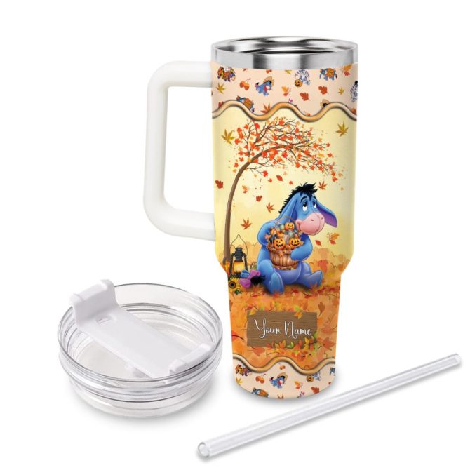 Eeyore Winnie The Pooh Cartoon Custom Stanley Quencher 40Oz Stainless Steel Tumbler With Handle - Image 2