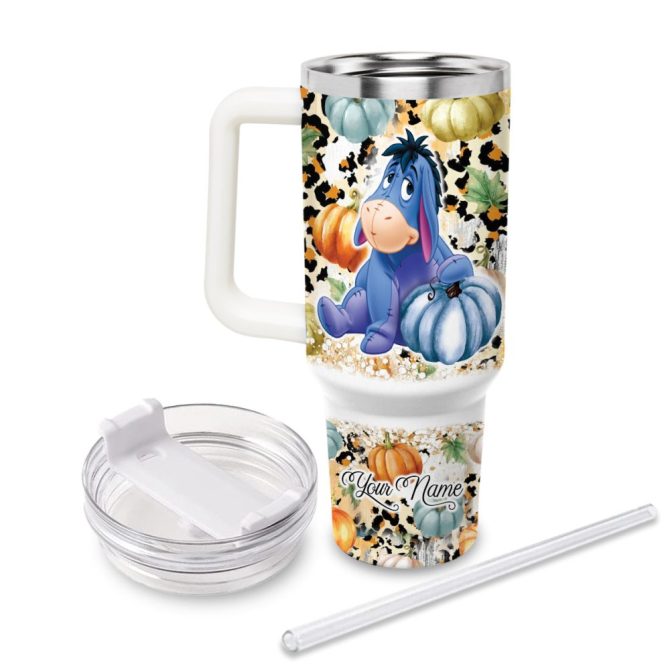 Eeyore Winnie The Pooh Cartoon Custom Stanley Quencher 40Oz Stainless Steel Tumbler With Handle - Image 3