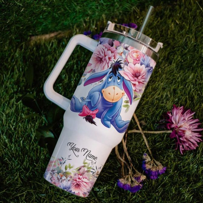 Eeyore Winnie The Pooh Cartoon Custom Stanley Quencher 40Oz Stainless Steel Tumbler With Handle - Image 6