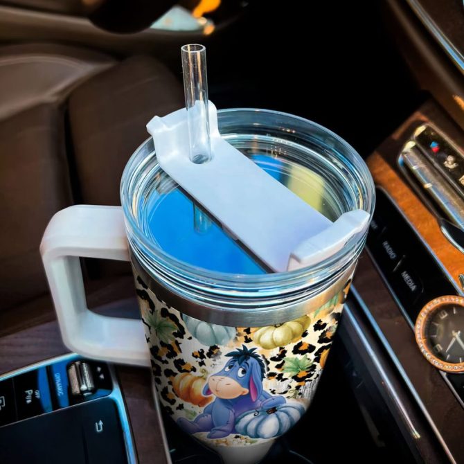 Eeyore Winnie The Pooh Cartoon Custom Stanley Quencher 40Oz Stainless Steel Tumbler With Handle - Image 5
