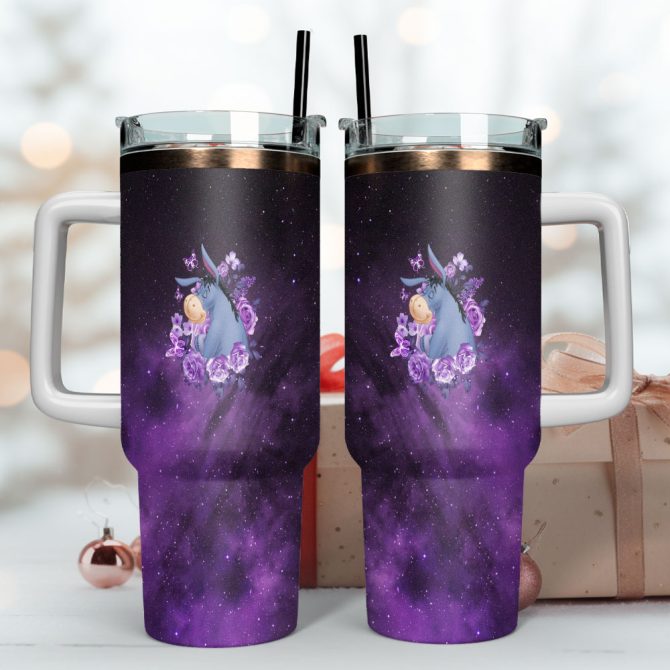 Eeyore Winnie The Pooh Cartoon Custom Stanley Quencher 40Oz Stainless Steel Tumbler With Handle - Image 4