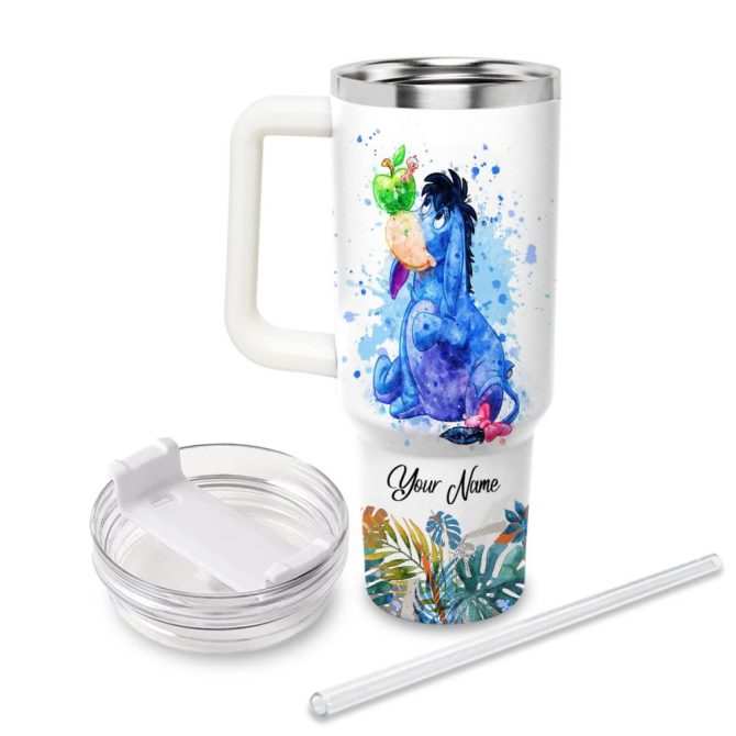 Eeyore Winnie The Pooh Cartoon Custom Stanley Quencher 40Oz Stainless Steel Tumbler With Handle - Image 2