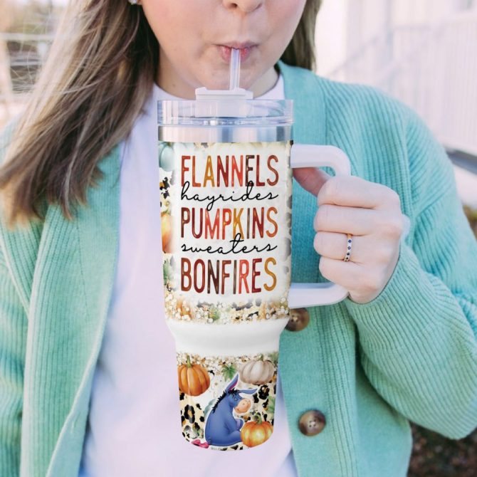 Eeyore Winnie The Pooh Cartoon Custom Stanley Quencher 40Oz Stainless Steel Tumbler With Handle - Image 6