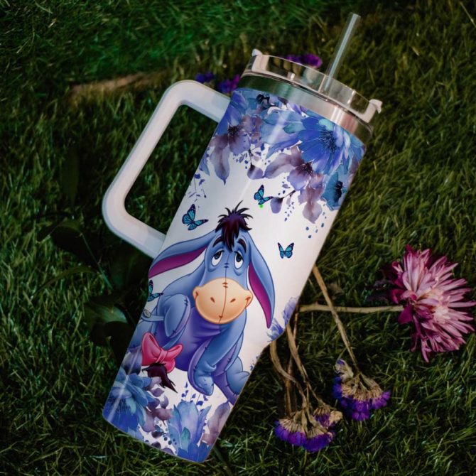 Eeyore Winnie The Pooh Cartoon Custom Stanley Quencher 40Oz Stainless Steel Tumbler With Handle - Image 6