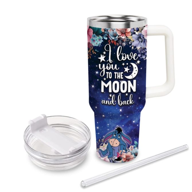 Eeyore Winnie The Pooh Cartoon Custom Stanley Quencher 40Oz Stainless Steel Tumbler With Handle - Image 3