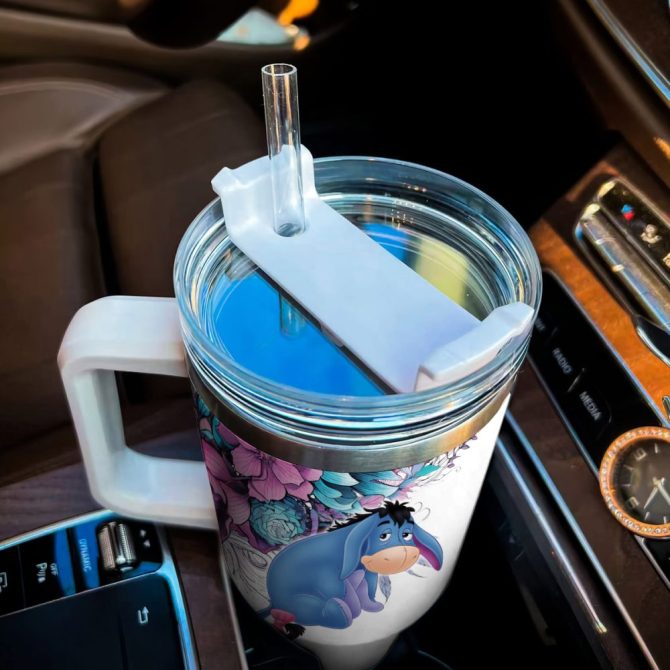 Eeyore Winnie The Pooh Cartoon Custom Stanley Quencher 40Oz Stainless Steel Tumbler With Handle - Image 4