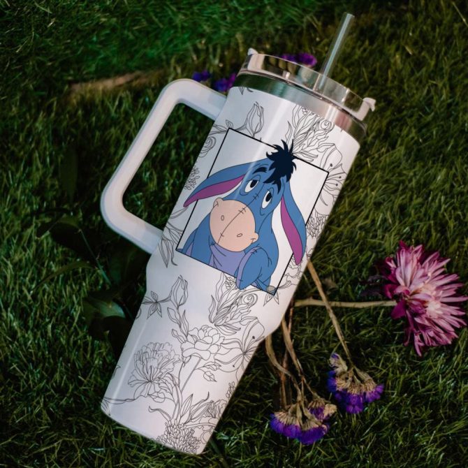 Eeyore Winnie The Pooh Cartoon Custom Stanley Quencher 40Oz Stainless Steel Tumbler With Handle - Image 6