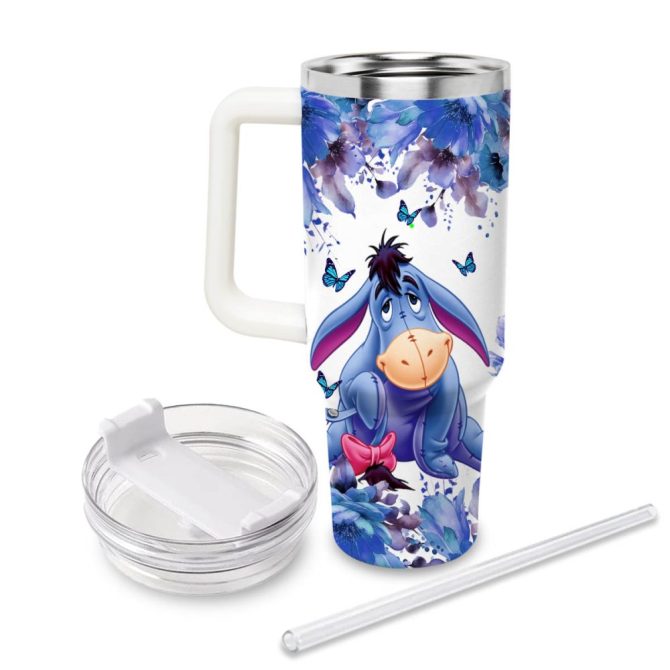 Eeyore Winnie The Pooh Cartoon Custom Stanley Quencher 40Oz Stainless Steel Tumbler With Handle - Image 2