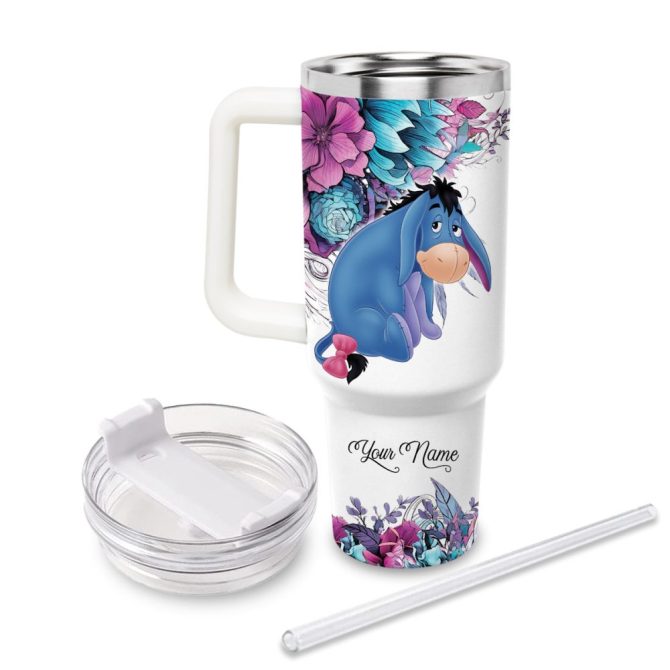 Eeyore Winnie The Pooh Cartoon Custom Stanley Quencher 40Oz Stainless Steel Tumbler With Handle - Image 2