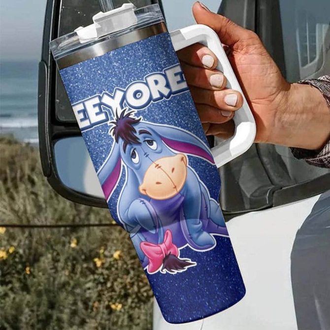 Eeyore Winnie The Pooh Cartoon Custom Stanley Quencher 40Oz Stainless Steel Tumbler - Image 3