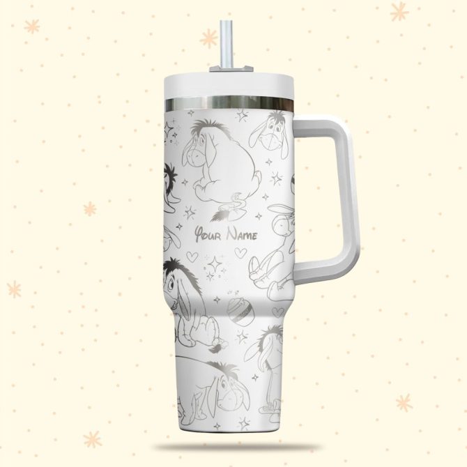 Eeyore Winnie The Pooh Disney Cartoon Custom Stanley Quencher 40Oz Stainless Steel Tumbler With Handle - Image 2