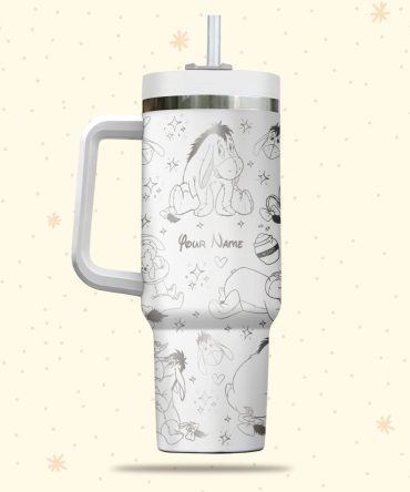 Eeyore Winnie The Pooh Disney Cartoon Custom Stanley Quencher 40Oz Stainless Steel Tumbler With Handle