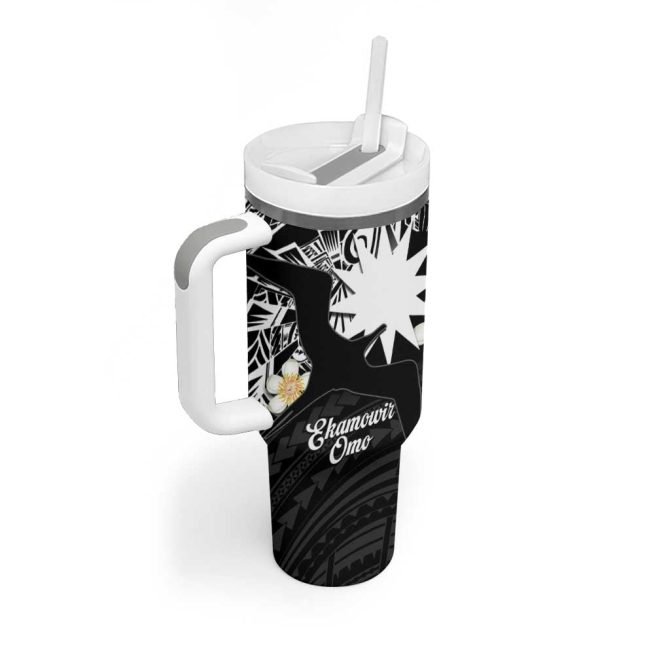 Ekamowir Omo Nauru Naoero Twelvepointed Star Polynesian Tattoo Custom Stanley Quencher 40Oz Stainless Steel Tumbler With Handle - Image 2