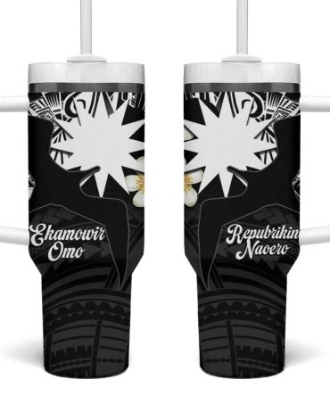 Ekamowir Omo Nauru Naoero Twelvepointed Star Polynesian Tattoo Custom Stanley Quencher 40Oz Stainless Steel Tumbler With Handle