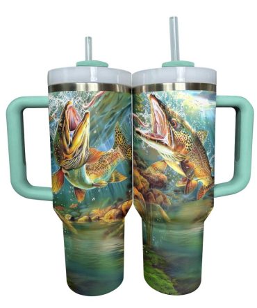 Elegant Trout Custom Stanley Quencher 40Oz Stainless Steel Tumbler With Handle