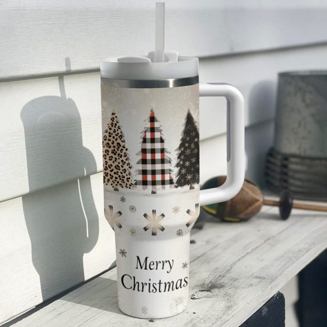 Elegent Christmas Trees Custom Stanley Quencher 40Oz Stainless Steel Tumbler With Handle - Image 3