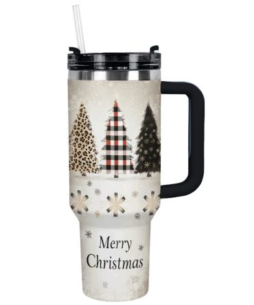 Elegent Christmas Trees Custom Stanley Quencher 40Oz Stainless Steel Tumbler With Handle