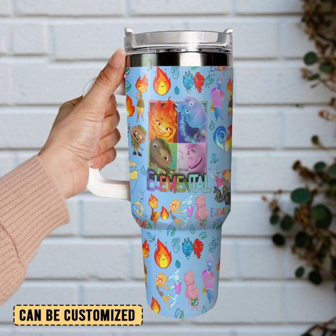 Elemental Cartoon Custom Stanley Quencher 40Oz Stainless Steel Tumbler With Handle - Image 3