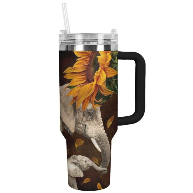Elephant Custom Stanley Quencher 40Oz Stainless Steel Tumbler With Handle - Image 2