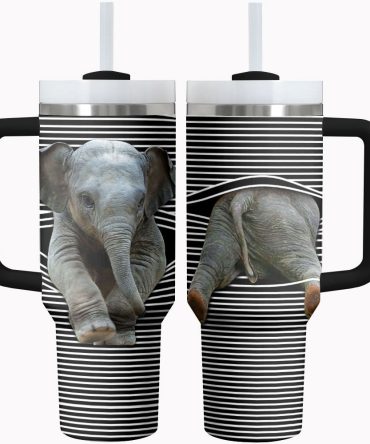Elephant Custom Stanley Quencher 40Oz Stainless Steel Tumbler With Handle
