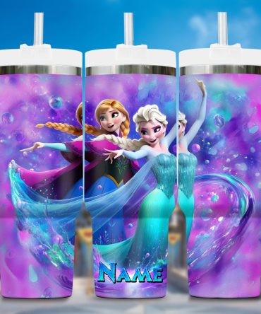Elsa And Anna 2 Frozen Cartoon Custom Stanley Quencher 40Oz Stainless Steel Tumbler