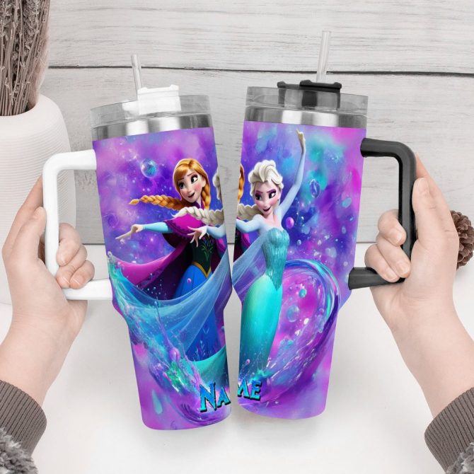 Elsa And Anna 2 Frozen Cartoon Custom Stanley Quencher 40Oz Stainless Steel Tumbler - Image 2