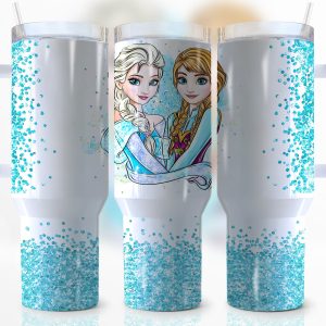 Elsa And Anna Frozen Disney Cartoon Custom Stanley Quencher 40Oz Stainless Steel Tumbler With Handle