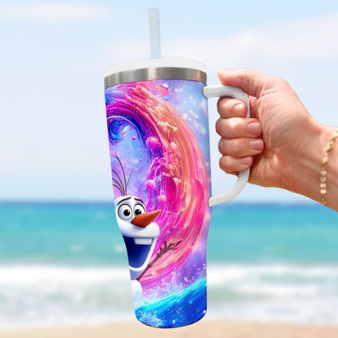Elsa And Olaf Frozen Cartoon Custom Stanley Quencher 40Oz Stainless Steel Tumbler - Image 2