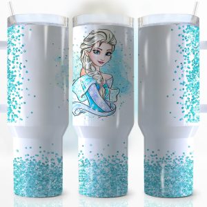 Elsa Frozen Disney Cartoon Custom Stanley Quencher 40Oz Stainless Steel Tumbler With Handle