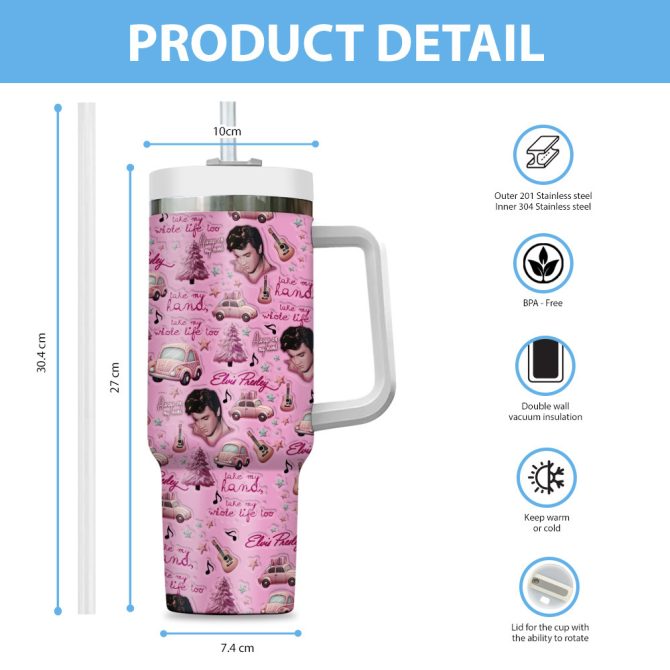 Elvis Presley Music Custom Stanley Quencher 40Oz Stainless Steel Tumbler - Image 6