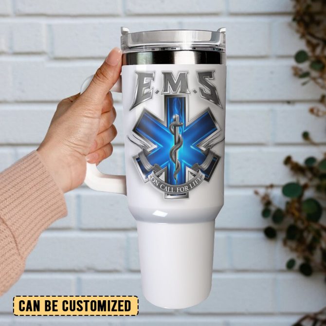 Ems Star Of Life Custom Stanley Quencher 40Oz Stainless Steel Tumbler With Handle - Image 3