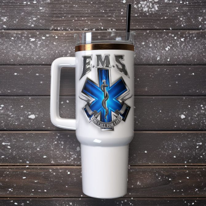 Ems Star Of Life Custom Stanley Quencher 40Oz Stainless Steel Tumbler With Handle - Image 2