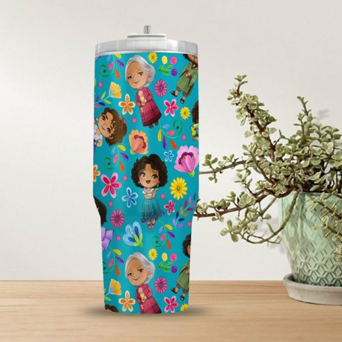 Encanto Family Chibi Disney Cartoon Custom Stanley Quencher 40Oz Stainless Steel Tumbler With Handle - Image 3