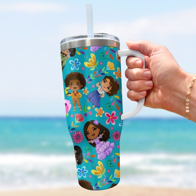 Encanto Family Chibi Disney Cartoon Custom Stanley Quencher 40Oz Stainless Steel Tumbler With Handle - Image 2