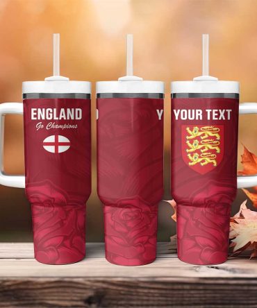 England Rugby 2025 Go Champions Red Rose Custom Stanley Quencher 40Oz Stainless Steel Tumbler With Handle