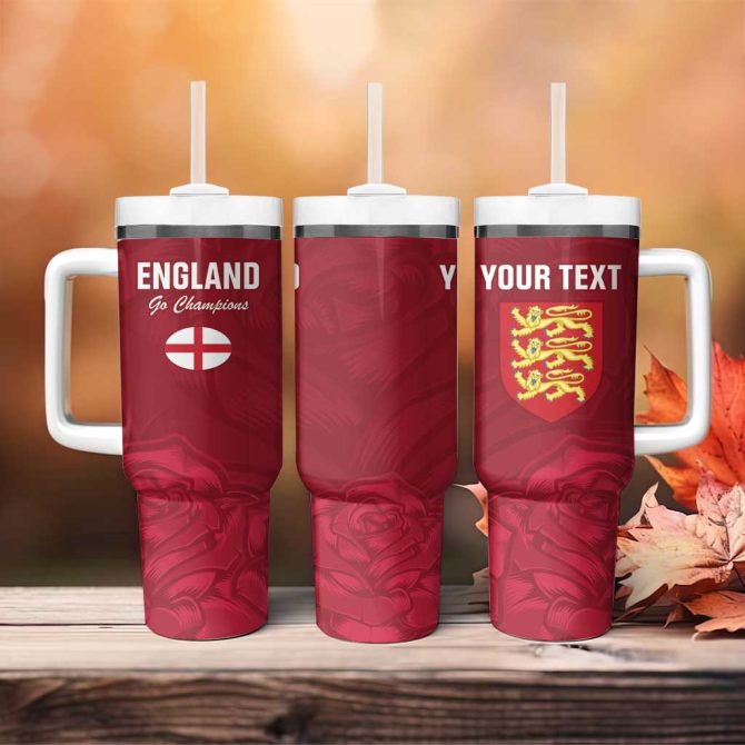England Rugby 2025 Go Champions Red Rose Custom Stanley Quencher 40Oz Stainless Steel Tumbler With Handle