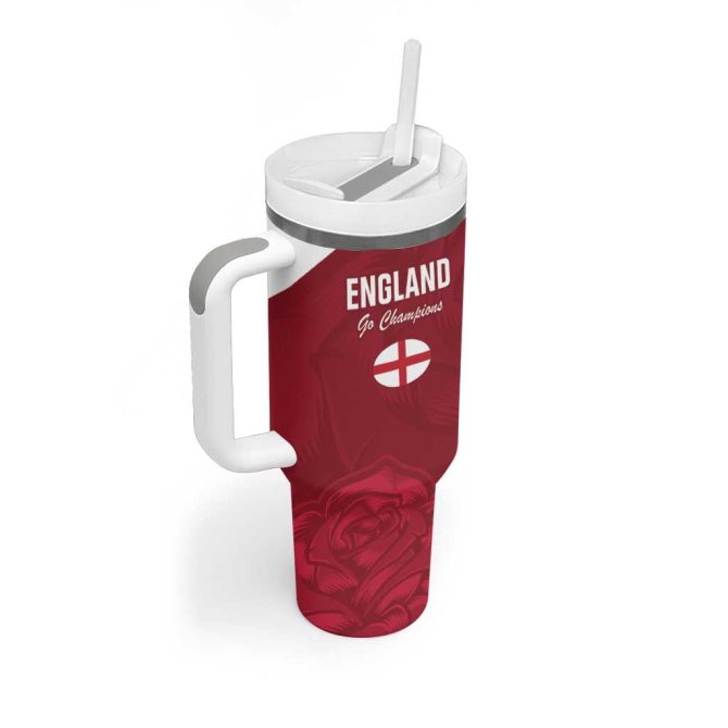 England Rugby 2025 Go Champions Red Rose Custom Stanley Quencher 40Oz Stainless Steel Tumbler With Handle - Image 3
