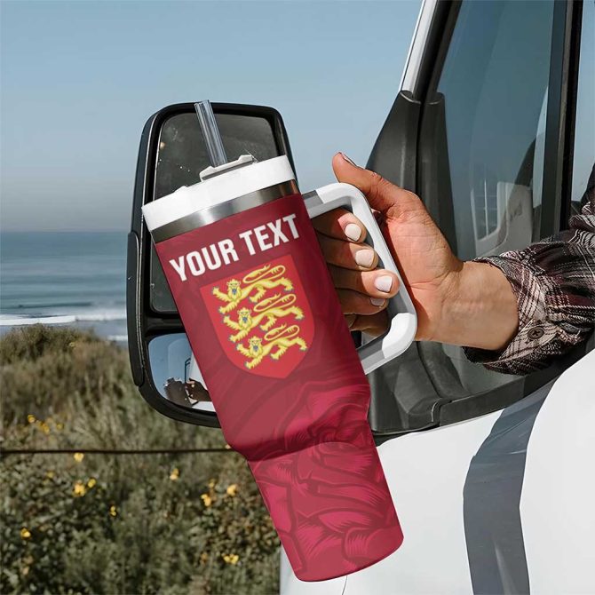 England Rugby 2025 Go Champions Red Rose Custom Stanley Quencher 40Oz Stainless Steel Tumbler With Handle - Image 7