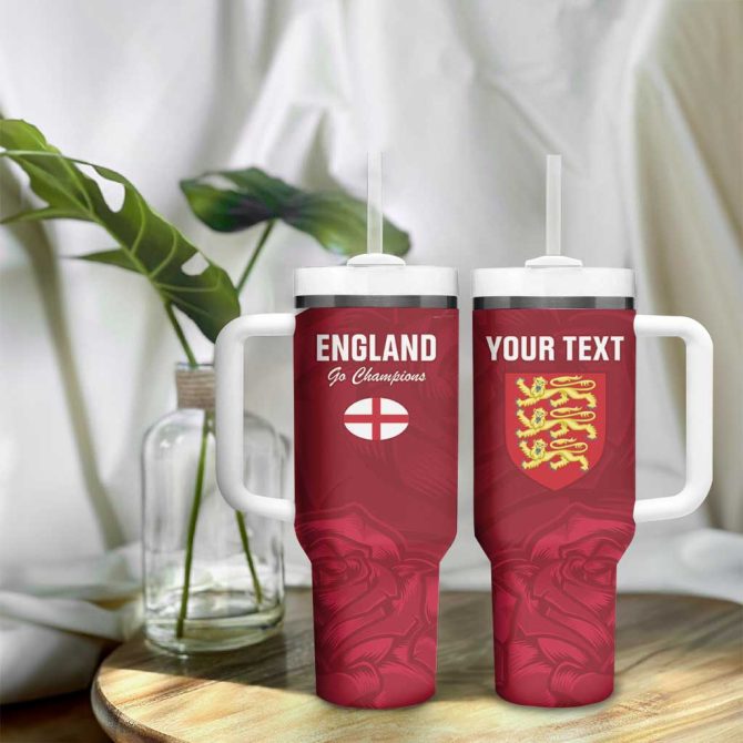 England Rugby 2025 Go Champions Red Rose Custom Stanley Quencher 40Oz Stainless Steel Tumbler With Handle - Image 9