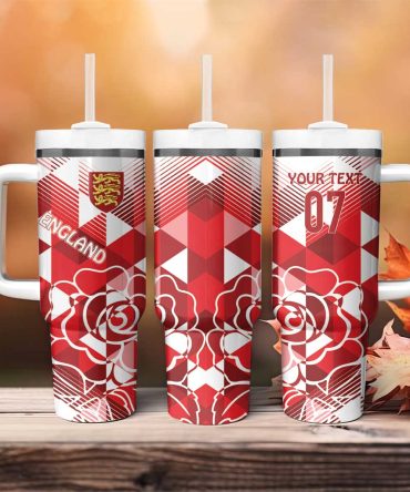 England Rugby Crystalised Red Rose Custom Stanley Quencher 40Oz Stainless Steel Tumbler With Handle