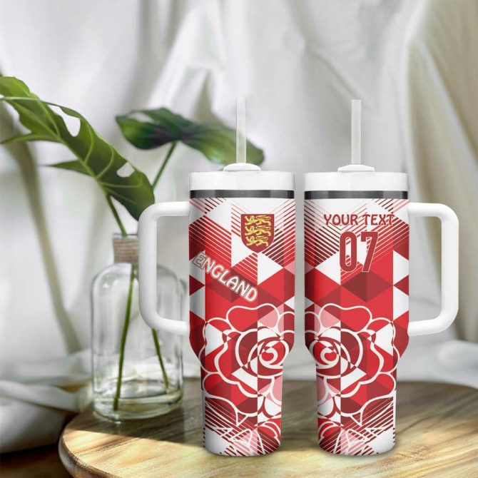 England Rugby Crystalised Red Rose Custom Stanley Quencher 40Oz Stainless Steel Tumbler With Handle - Image 9