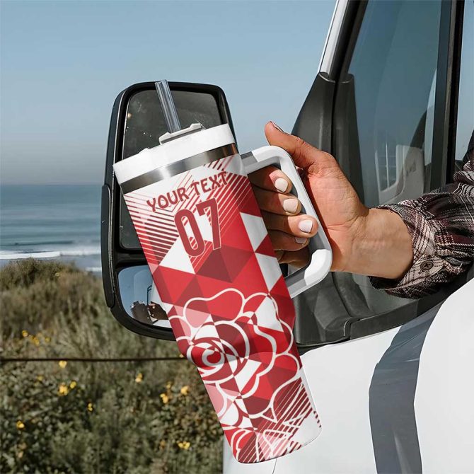 England Rugby Crystalised Red Rose Custom Stanley Quencher 40Oz Stainless Steel Tumbler With Handle - Image 7