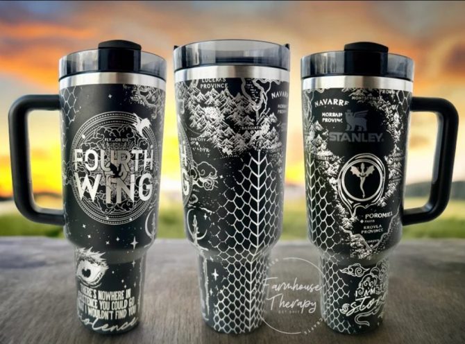 Engraved Fourth Wing Custom Stanley Quencher 40Oz Stainless Steel Tumbler With Handle