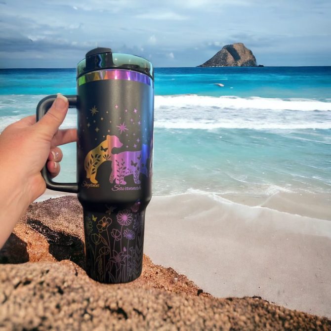 Engraved Rainbow Mama Bear Custom Stanley Quencher 40Oz Stainless Steel Tumbler - Image 4