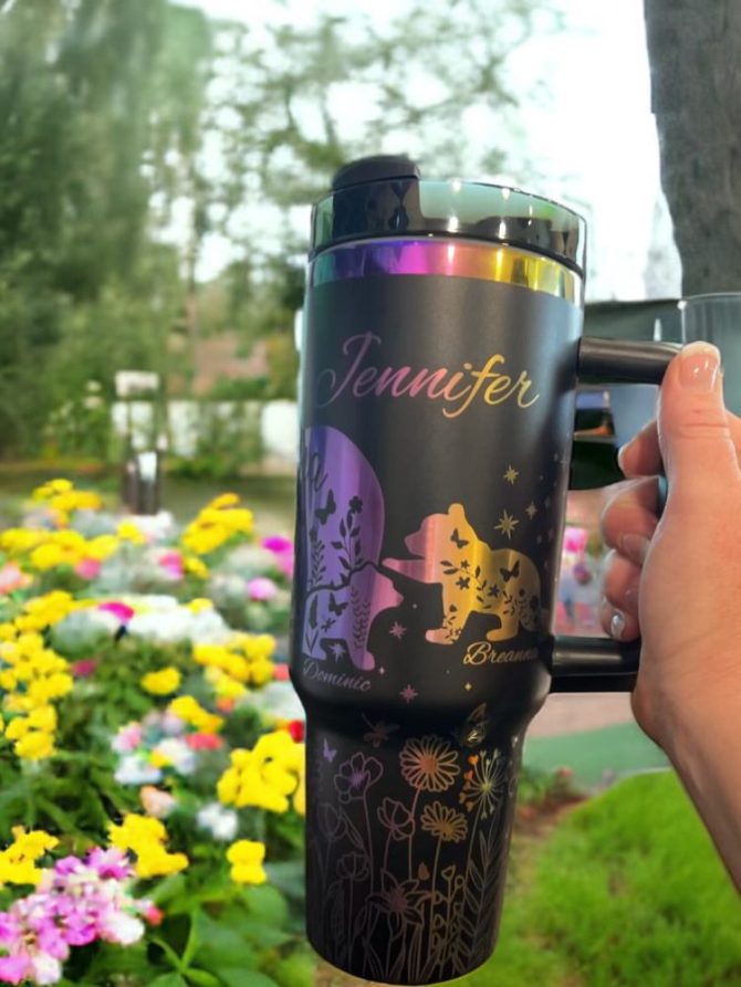 Engraved Rainbow Mama Bear Custom Stanley Quencher 40Oz Stainless Steel Tumbler - Image 5
