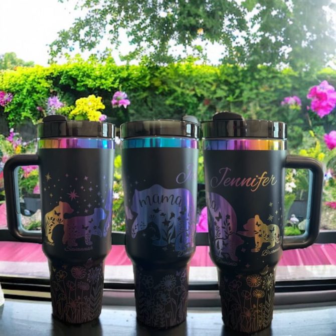 Engraved Rainbow Mama Bear Custom Stanley Quencher 40Oz Stainless Steel Tumbler - Image 2