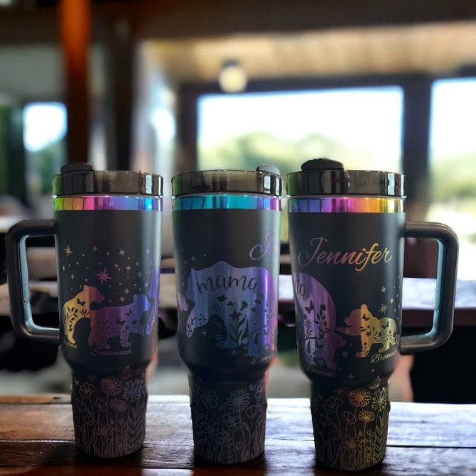 Engraved Rainbow Mama Bear Custom Stanley Quencher 40Oz Stainless Steel Tumbler - Image 3