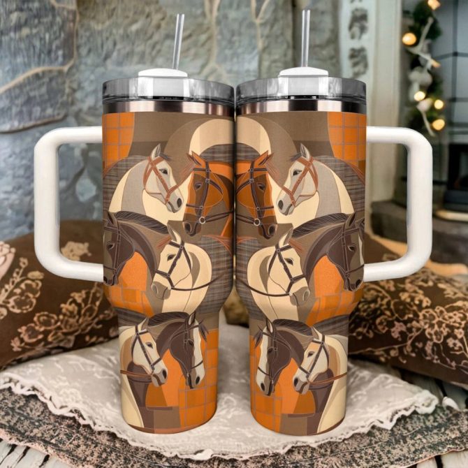 Equestrian Elegance Custom Stanley Quencher 40Oz Stainless Steel Tumbler With Handle - Image 3
